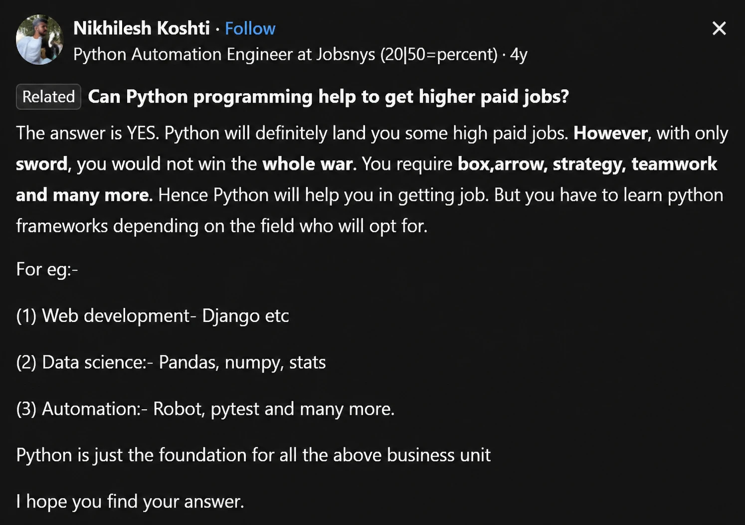 Greater job availability